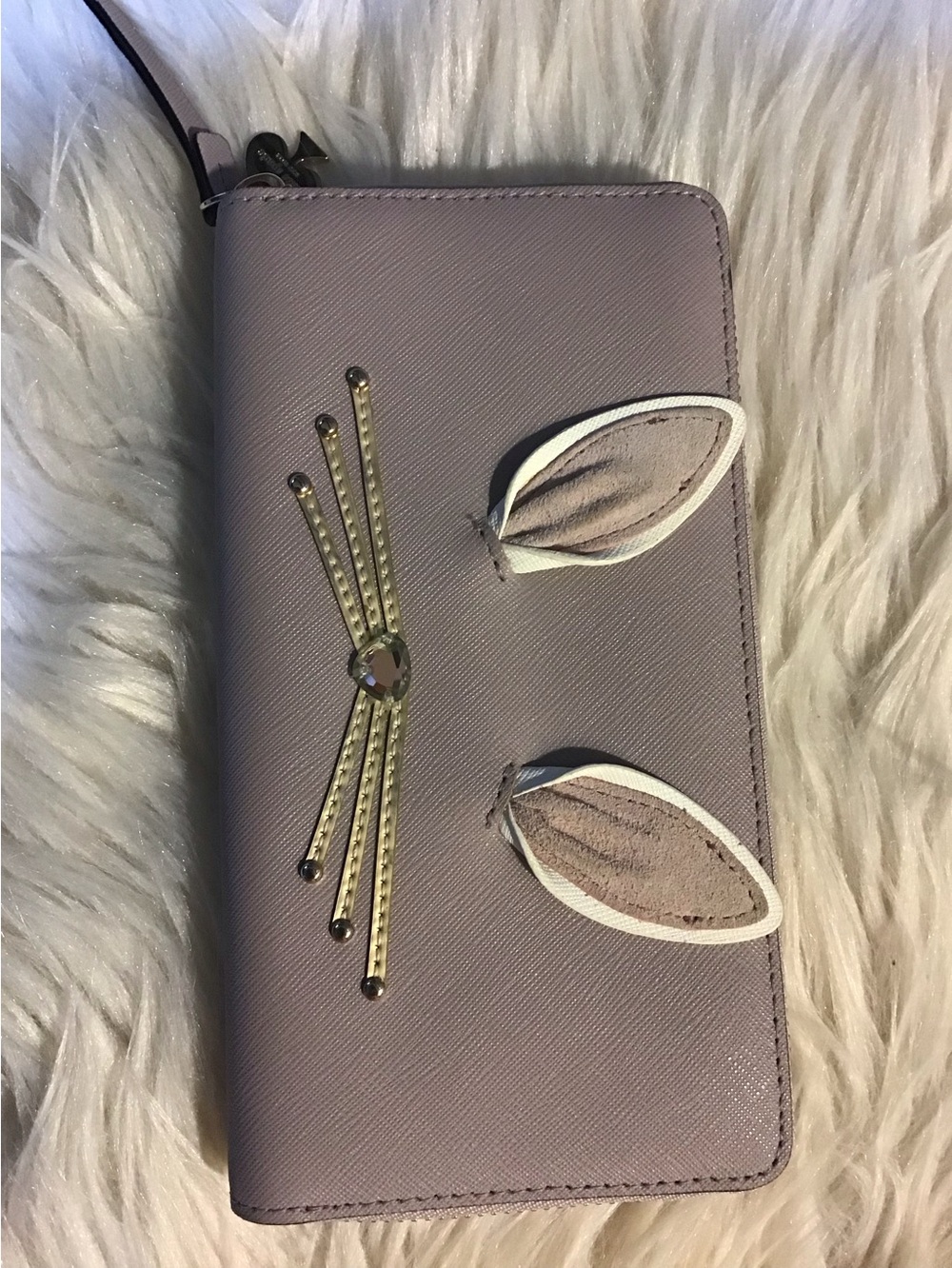 Kate spade bunny rabbit wallet w fluffy tail